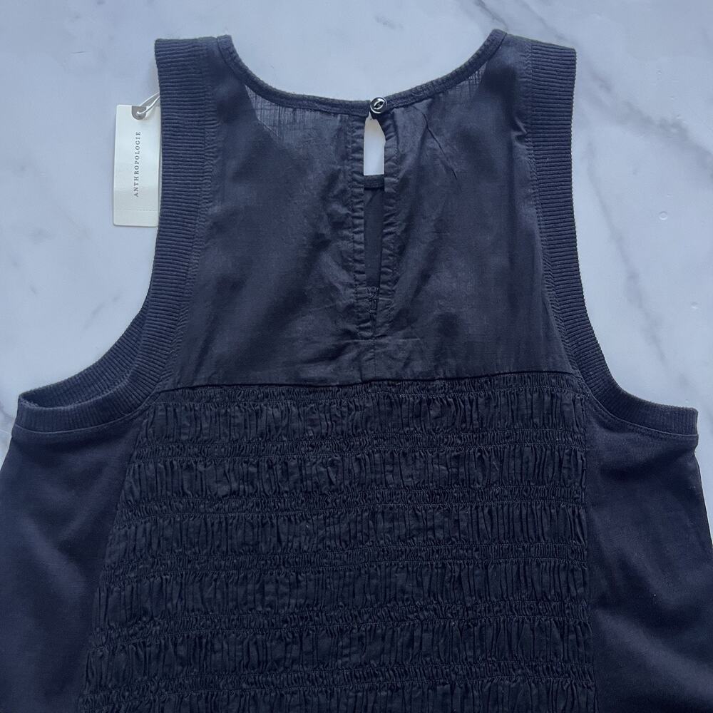 Daily Practice by Anthropologie Prix Mini Dress Black Smocked Cotton Sz Medium - Picture 7 of 11